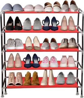 PrettyKrafts 5-Tier Stackable Shoe Rack Expandable & Adjustable Shoe Organizer Storage Shelf Metal Collapsible Shoe Stand
