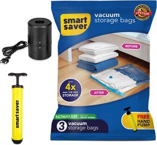 Smart Saver Vacuum Storage Bags with Electric Pump for Travel (Medium -50 X 70 cm) Pack of 3 Travel Storage Vacuum Bags