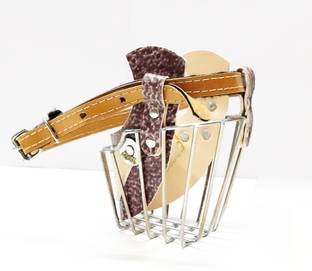 Sip Iron Cage Style Dog Basket Wire Muzzle with Adjustable Leather Strap (Medium) Medium Strips Dog Muzzle