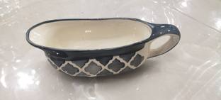 Your Local Store Grey Color Ceramic Raita Sambhar Daal Sabji Serving Bowl Tray Set Of 1 - 350 Ml Tray