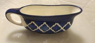 Your Local Store Blue Color Ceramic Raita Sambhar Daal Sabji Serving Bowl Tray Set Of 1 - 350 Ml Tray