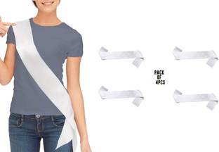 hubops Plain White Sash Blank Satin Sash .For Wedding ,Party Decoration Sash White 4 PC