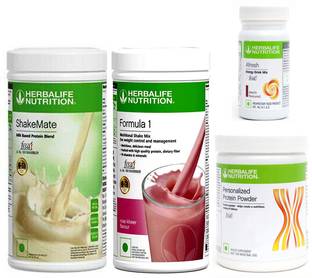 Herbalife Nutrition FORMULA1 ROSEKHEER500 PROTIEN 200 GAFRESHENERGYDRINK ELAICHI50 +SHAKEMATE 500 G Plant-Based Protein