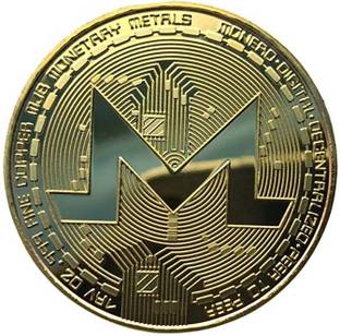 Craftbia Monero Coin Made of Real Metal Gold Plated Crypto Coin Decorative Showpiece  -  4 cm