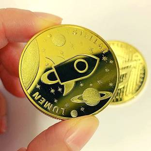 Craftbia Stellar Coin Made of Real Metal Gold Plated Crypto Coin Decorative Showpiece  -  4 cm