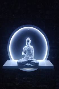 PRINTHUBS 45.72 cm Religious Lord Buddha Poster for room Home Office Wall Decor(Size 12x18 Inch)S23 Self Adhesive Sticker