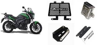 OBEROI'S TRADERS Dominar 400 Radiator Guard, Front /Rear Oil Container, Side Stand Extender Combo Bike Crash Guard