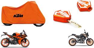 OBEROI'S TRADERS Waterproof Two Wheeler Bike Body Cover with Key Shell Cover for RC & Duke Combo Single Bike Seat Cover For KTM RC 200, RC 390