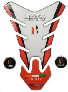 S.R ग्राफिक्स Hero white Red बाइक टैंक पैड