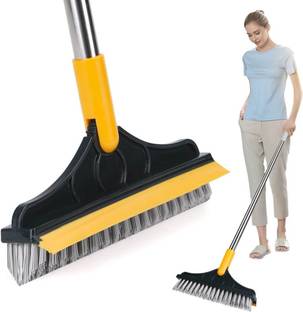 justone choice 2 IN 1 Floor Brush Scrubber with Long Handle Plastic Wet and Dry Brush