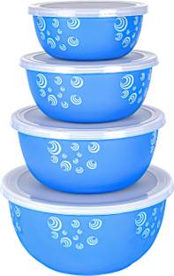 Zaib bowl microwave oven cookware set steel container bowl ( set of 4 blue spiral ) Pack of 4 Cook and Serve Casserole Set