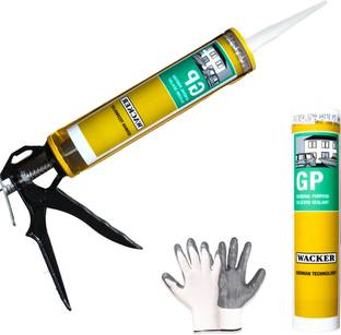 Buildingshop X Wacker GP Silicon Glue Sealant and Windows Gap, Tiles (GP Kit, Transparent) Crack Filler