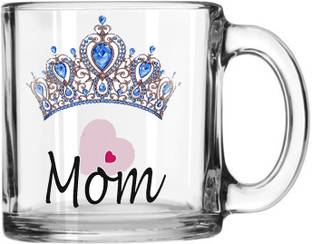 V Kraft Pack of 1 Glass "STYLISH MOM" Unique Transparent Glass Mug Gift for mom anniversary birthday