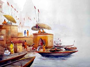 Self Adhesive UV Coated High Resolution Vinyl Print – Biswanath Ghat Varanasi Poster Fine Art Print