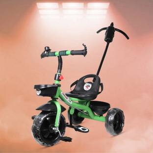NTIC NTIC BABY TRICYCLE GREEN HANDLE WITH FRONT AND BACK BASKET FOR KIDS GREEN HANDLE TRICYCLE Tricycle