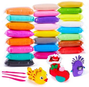 Shopex DIY Colourful Non-Toxic Modeling Air Dry Bouncing Clay with Tools (1 Set 12 Pcs)