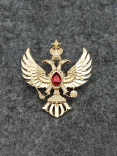 YELLOW CHIMES Double Headed Eagle with Wings Stone Design Gold Plated Badge Brooch Lapel Pin for Men Brooch