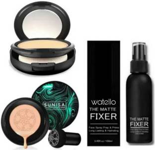 WATELLO Matte Makeup Fixer & Face Makeup Compact Powder & Air Cushion Mushroom Head Waterproof Makeup Foundation