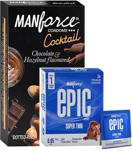 MANFORCE Man force Chocolate And Epic Silk Chocolate disposable Pouch Condom For Men's Condom