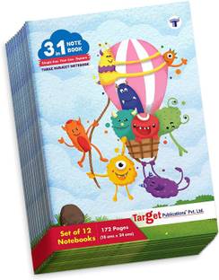 Target Publications 3 in 1 Notebook for Kids | Copy Writing Book | 18 x 24 cm | 58 GSM | Pack of 12 Regular Notebook Ruled 172 Pages