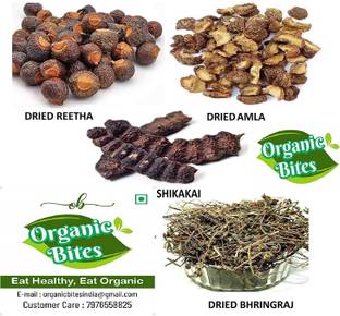 Organic Bites Premium Whole Dried Amla, Reetha, Shikakai & Bhringraj100 gram each