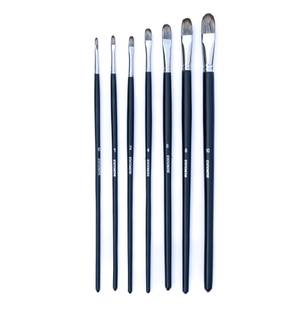stationerie Artists' Premium Synthetic Filbert Tip Paint Brush Set of 7 Matt Black