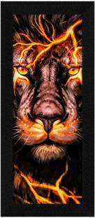Jitesh Arts Small Size Beautiful Lion Face Nature Painting Wildlife Psychedelic Digital Reprint 13.5 inch x 6 inch Painting