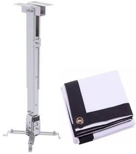 Moiz 3 Feet Universal Projector Stand With Projector Screen 84 inch 4:3 (6 x 4 ft) Projector Stand