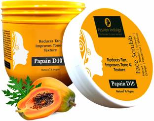 Passion Indulge Papain D10 Face Scrub for Reduces Tan, Improves Tone & Texture (200gm) Scrub