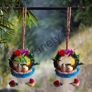 Arsh Variety Store Artificial Flora Jute Balcony Hanging Birds Nest for Home Décor for Patio Garden Decorative Showpiece  -  26 cm