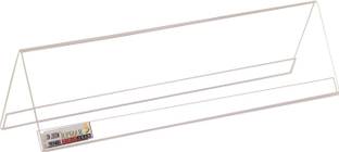 RASPER 2 Compartments Acrylic V Shape Name Plate Display Stand Acrylic Name Plate Desk Label (12x2.5 Inches, Pack Of 10 Pcs) SDA4102