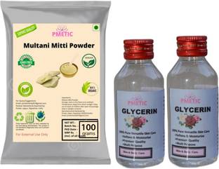 pmetic 200ml Glycerin,100Gm Multani mitti Powder