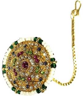 NIKYANKA rajputi jewellery golden multicolor maang tikka borla Hair Chain