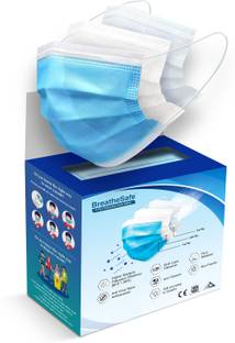 BreatheSafe 3 Ply Protective Face Mask with Nose Clip for Adults, BFE >98% & PFE >95% PFM100 Water Resistant Surgical Mask With Melt Blown Fabric Layer