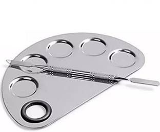 Jollity Secrets 5-well Stainless Steel Makeup Palette with Spatula Tool Used for Mixing