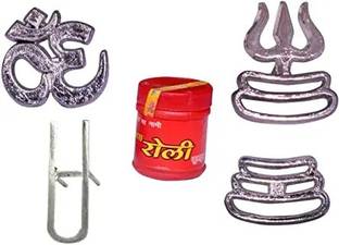 HolyGanga Metal Tika Tilak Stamp with Red Roli powder ( 25 Grams ) Decorative Showpiece  -  2 cm