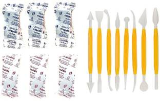 Craftacious Art 270gm Fevicryl Shilpkar Mouldit Epoxy Modelling Clay + 8pc Double Sided Tool