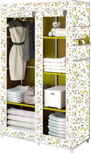 SPIRITED 2 Door 6 Shelf Warm Flower Print Carbon Steel Collapsible Wardrobe