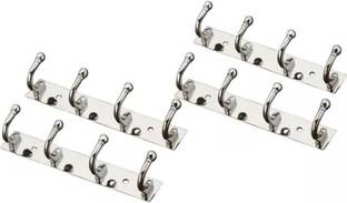deeplax GOLI 4 Hooks Stainless Steel Cloth Hook/Hanger/Key Holder/Door Hook set of 4 PCS Hook Rail 4