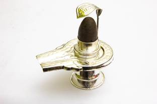 Sarvaksh Shiv Shiva Ling Statue of silver. (silver, Black) Decorative Showpiece  -  15 cm