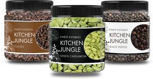 Kitchen Jungle Spices Combo Pack - (Black Pepper + Green Cardamom + Cloves) - 100g Each