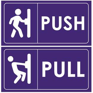 Print Experts 15.24 cm Push Pull Sticker for doors size 3X6 inch pack of 4 pcs. Self Adhesive Sticker