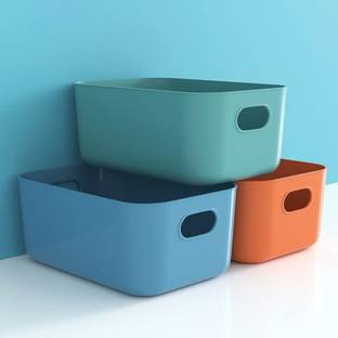 Wollzo Plastic Storage Basket For Kitchen & Home Organiser Box for Wardrobe Storage Basket