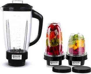 Masterclass Sanyo Heavy Juicer Jar and 2 Bullet Jar for Mixer Set of 3 (1500, 350 & 530ML) Black Mixer...