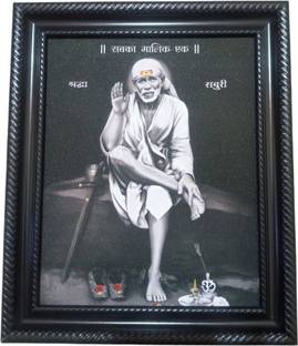 om sai toys SHIRDI SAI BABA PHOTO FRAME Wall Hanging Matte Finish Wooden Photo (8x10 Inch) Religious Frame