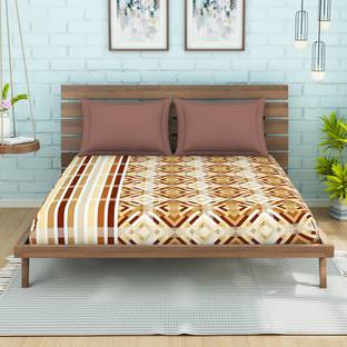 SPACES 144 TC Cotton Double Printed Flat Bedsheet