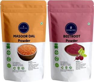 VEDICINE Masoor Dal Powder (RED LENTILS) and Beetroot Powder For Face and Skin