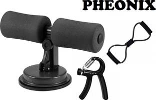 Pheonix 3 In 1 Combo Of Sit Up Bar With Hand Gripper And Resistance Tube Fitness Accessory Kit Kit