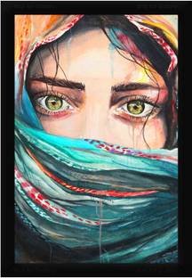 Braj Art Gallery Fashion Poster Masked Girl Watercolor Painting Photo Frame Digital Reprint 19.5 inch x 13.5 inch Painting