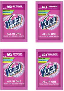 Vanish All in One Powder Detergent Booster 100g (25gx4) Whitens White Brightens Colour Stain Remover